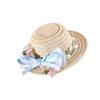 Puppy Straw Hat Dogs Sunbonnet with Ribbon Bow Supplies Collar Flower Hat Summer Hat with Strap Lace Belt
