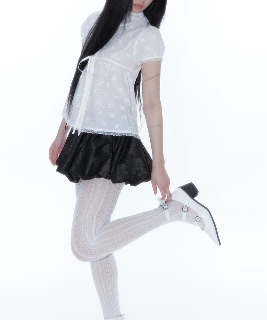 Kasiko Puff Sleeve Lace Shirt White