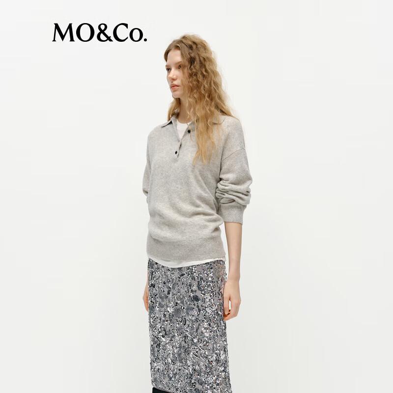MO&Co. Women's Sophisticated Lightweight Warm Polo Knit Sweater