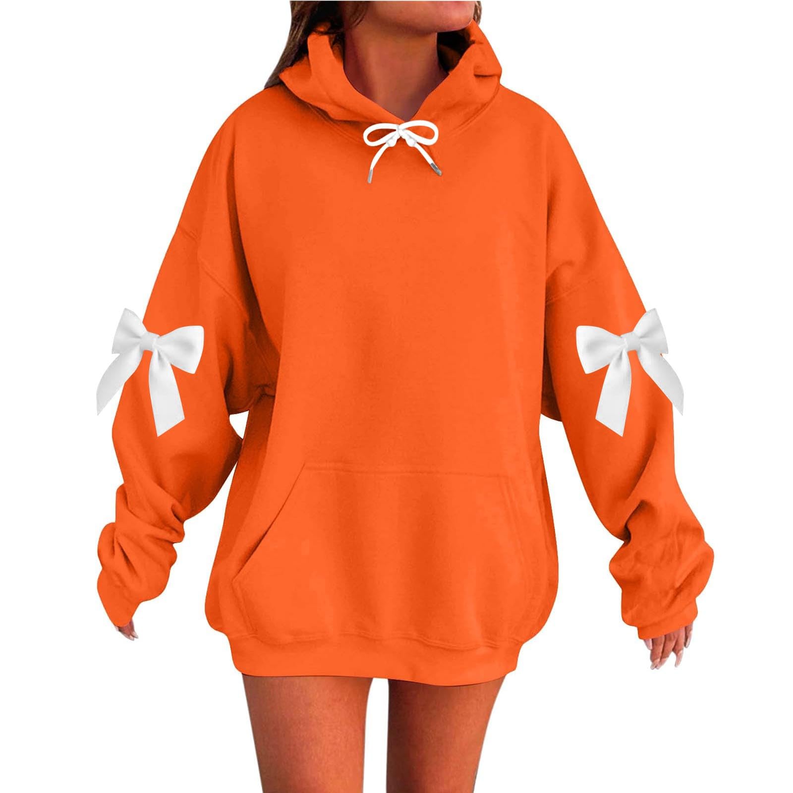 

Женский однотонный худи с капюшоном, свободного кроя, с длинными рукавами, повязкой на голову с бантом и шнурком. XXL шафрановый