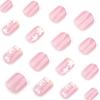 24 Piezas de Uñas Francesas Cuadradas Press-on con Diseños Florales Cobertura Completa Uñas Adhesivas Arte de Uñas de Moda para Primavera