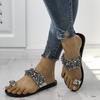 2025 Summer New Set of Toe Sequined Sandals Women's Casual Large Size Foreign Trade Rhinestone Slippers Women