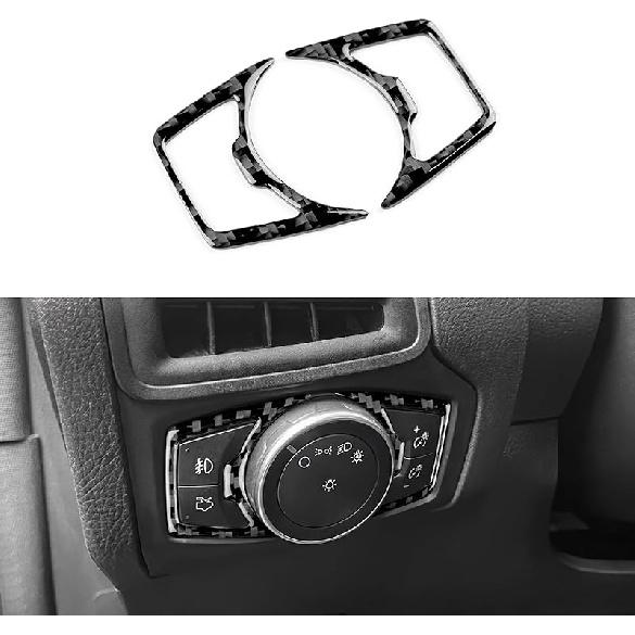 Real Carbon Fiber Headlight Switch Button Frame, Covers for Ford Focus RS/ST/SE/ECO Boost (2015-2018), Protect Decor Stickers Interior Car Headlight Switch Button F