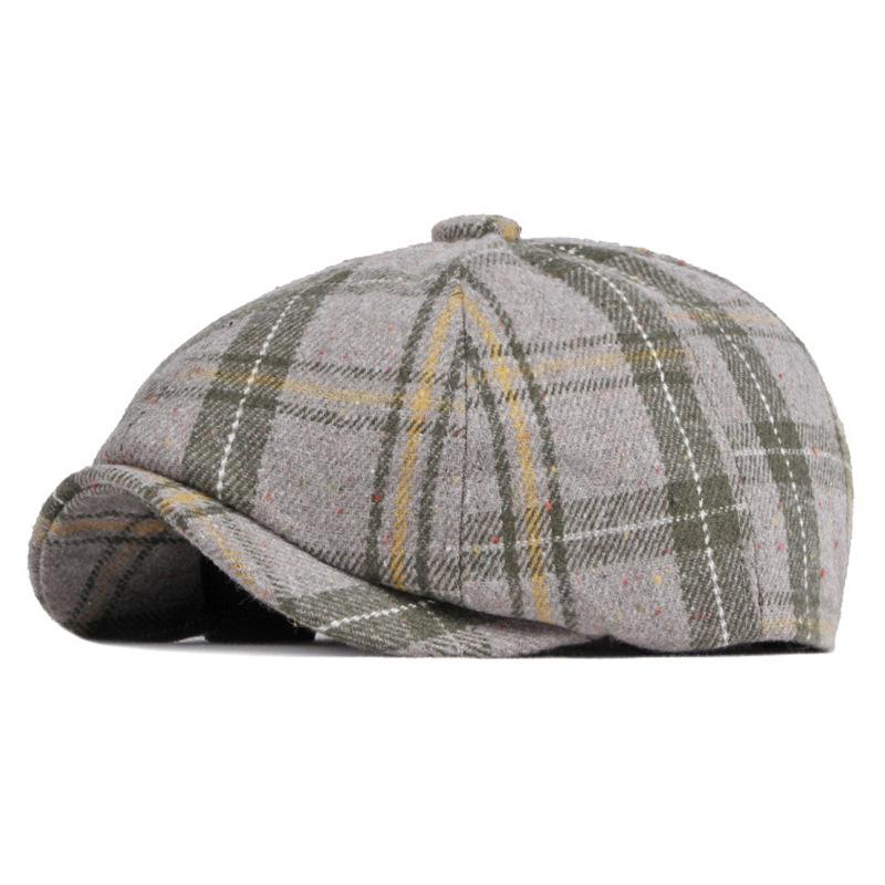 Autumn/Winter Unisex Plaid Newsboy Beret - British Retro Style Wool Hat
