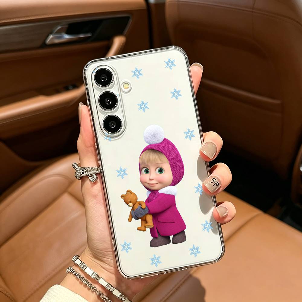 CUTE GIRL Masha and the Bear Phone Case For Samsung Galaxy A71,A70,A52,A51,A40,A30 Transparent Cover