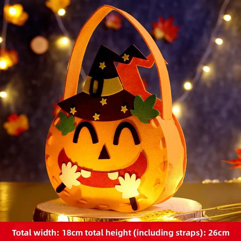 Gift Ready Halloween Treat Bag Non Toxic Felt Reusable Pumpkin Kids Candy Collector Trick or Tote Party Favors Decor