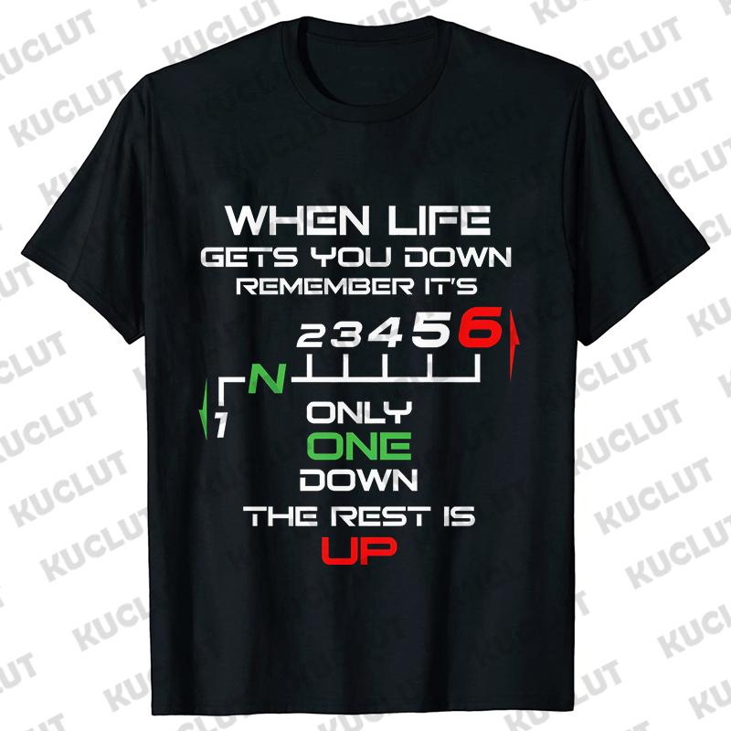 1N23456 Motorcycle Gear Biker Heartbeat Retro Printed Men's New T-shirt Fashion Casual Loose Summer Tshirts Short Sleeve T-shirt