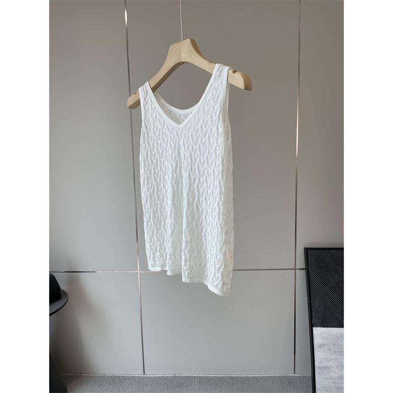 

Second Sha! ~ Only Channels Are Available! Y Material! ~ Silk Cotton Combined Jacquard Texture Breathable Knitting Vest Sling Beige M