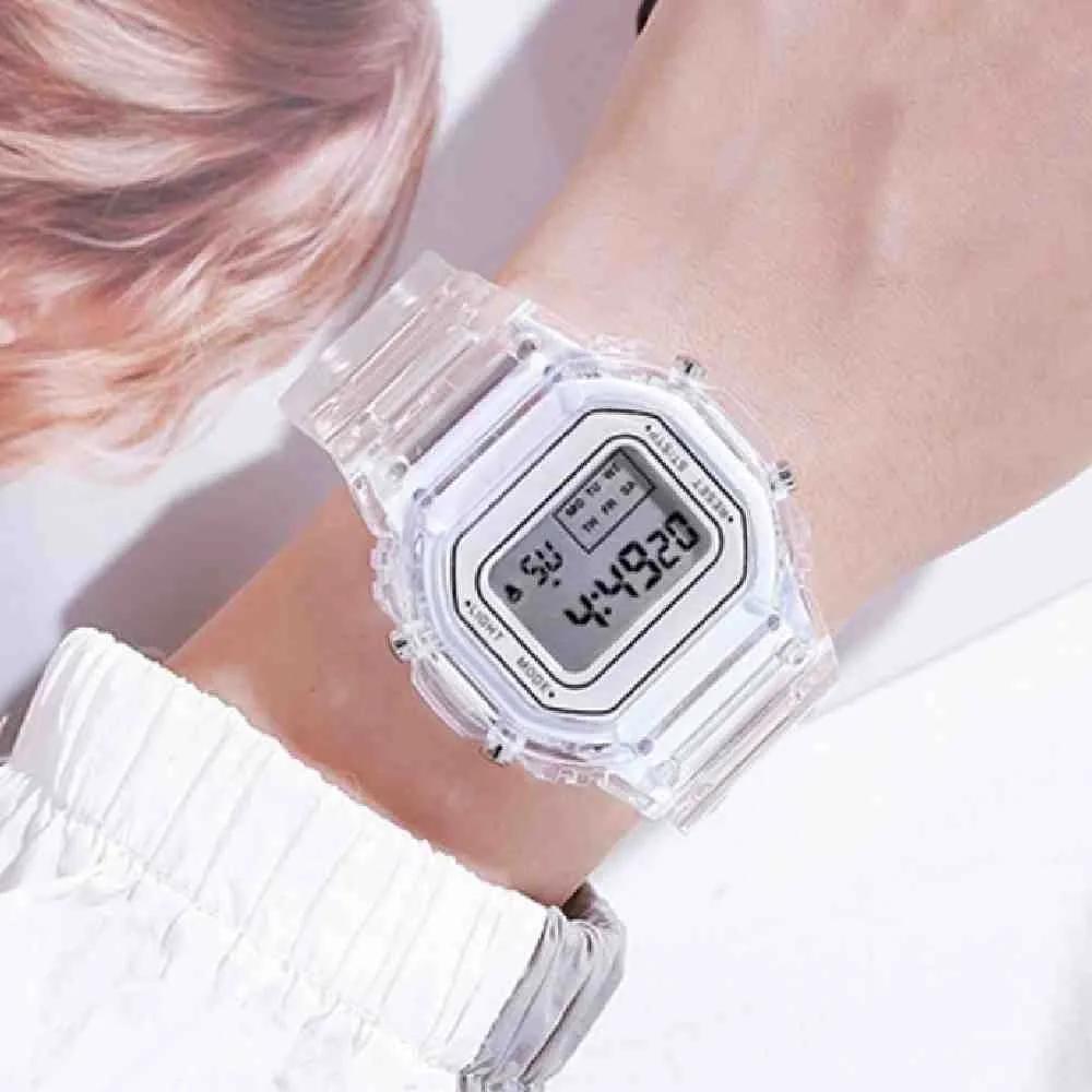 Onmall transparent electronic wristwatch summer watch girlfriend watch college student watch transparent watch Transparent digital watch