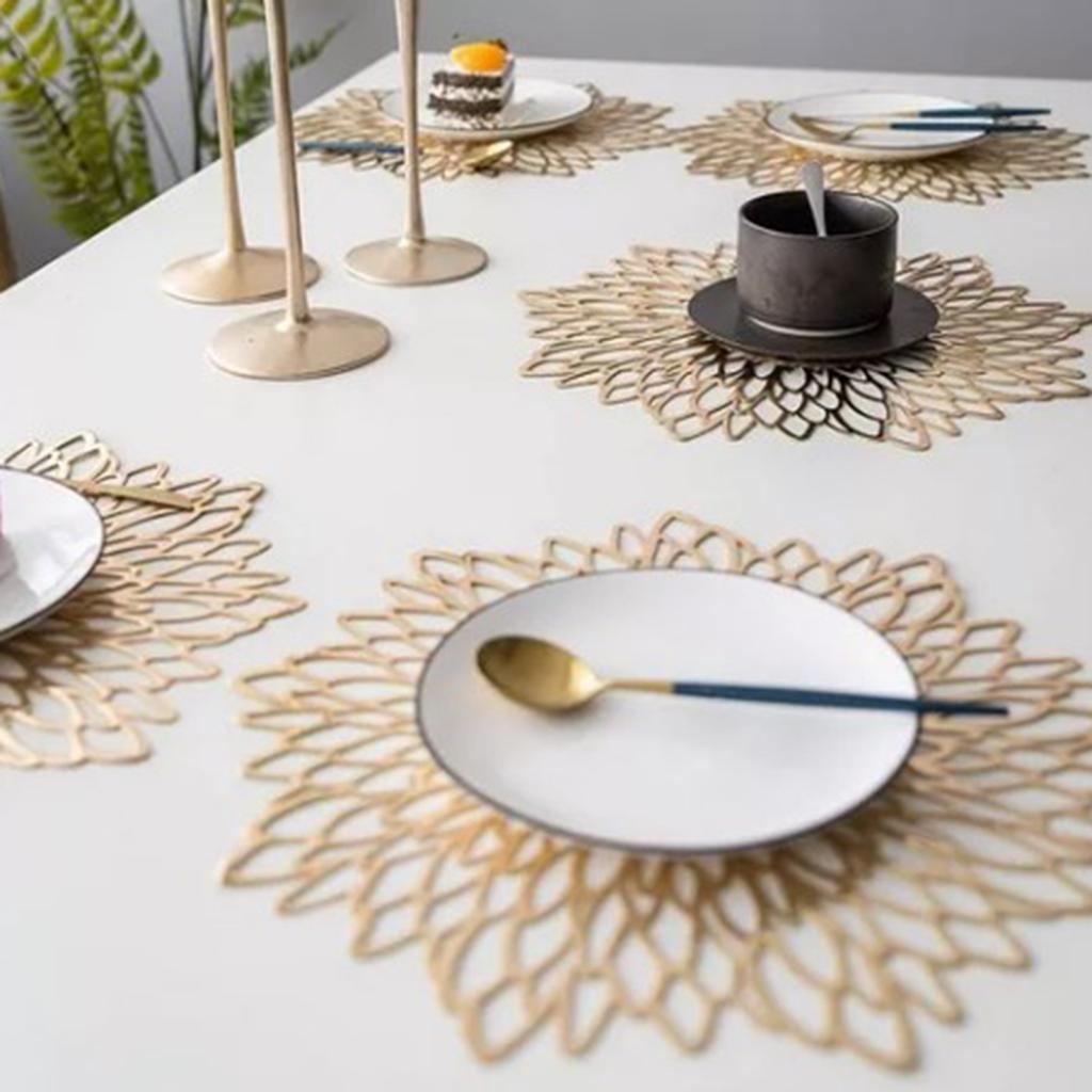 8 szt. wydrążonych podkładek stołowych w kształcie kwiatów z PVC, odpornych na ciepło podkładek pod talerze do jadalni