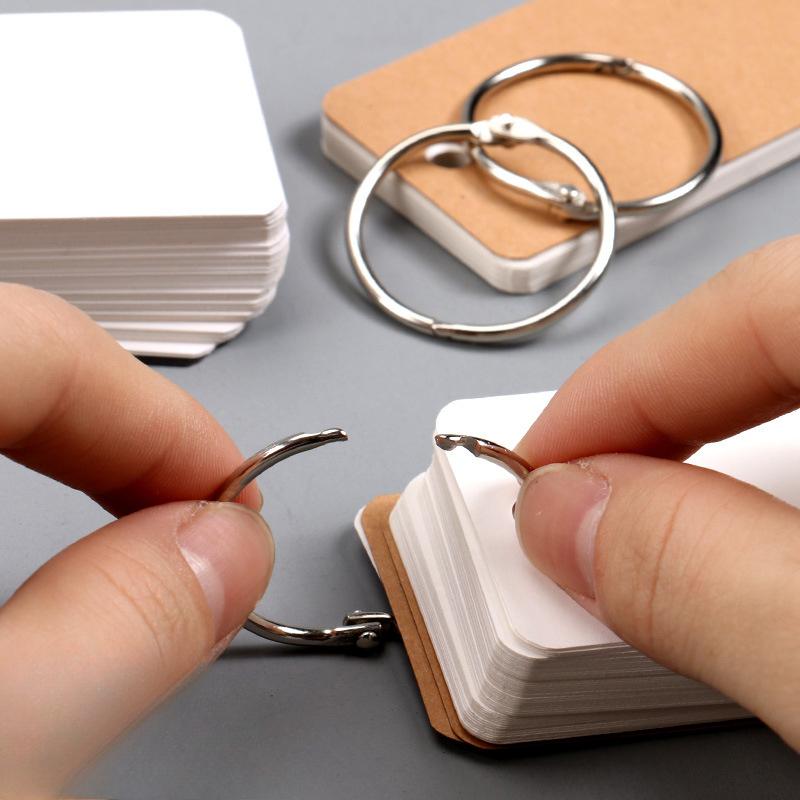 1 st Blankt kortbok, Stenografibok, Engelska ordkortspapper, Vit kartong, Bärbar skrivning, Gymnasienotbok, Bok med bakre ringbindning