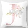 White Pink Alphabet Pillowcase Letter A-Z Flower Pillow Cover Sofa Cushion Cover Home Decor Pillow Cover