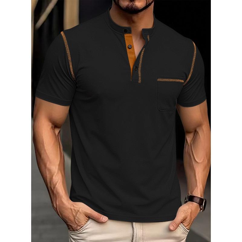 Men's Quick-Dry Short-Sleeved Henley Polo: Breathable Summer Casual T-Shirt in Plus Sizes