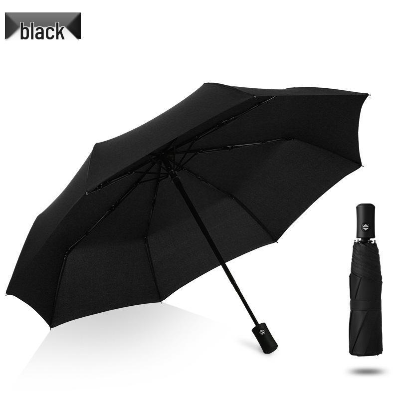 Large Automatic Three-Fold Umbrella: Kitten Design, Black Glue, for Sun and Rain