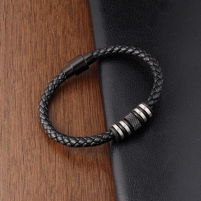 Various Styles Of Small Accessories Stainless Steel Men's Leather Bracelet Magnet Buckle Classic Boy's Valentine's Day Gift