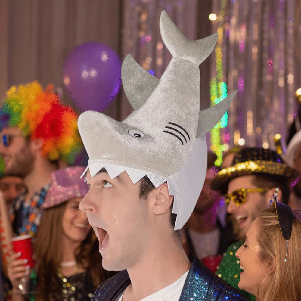 Creative Shark Party Hat Cartoon Plush Animal Cap Costume Accessories Shark Head Cover  Photo Props