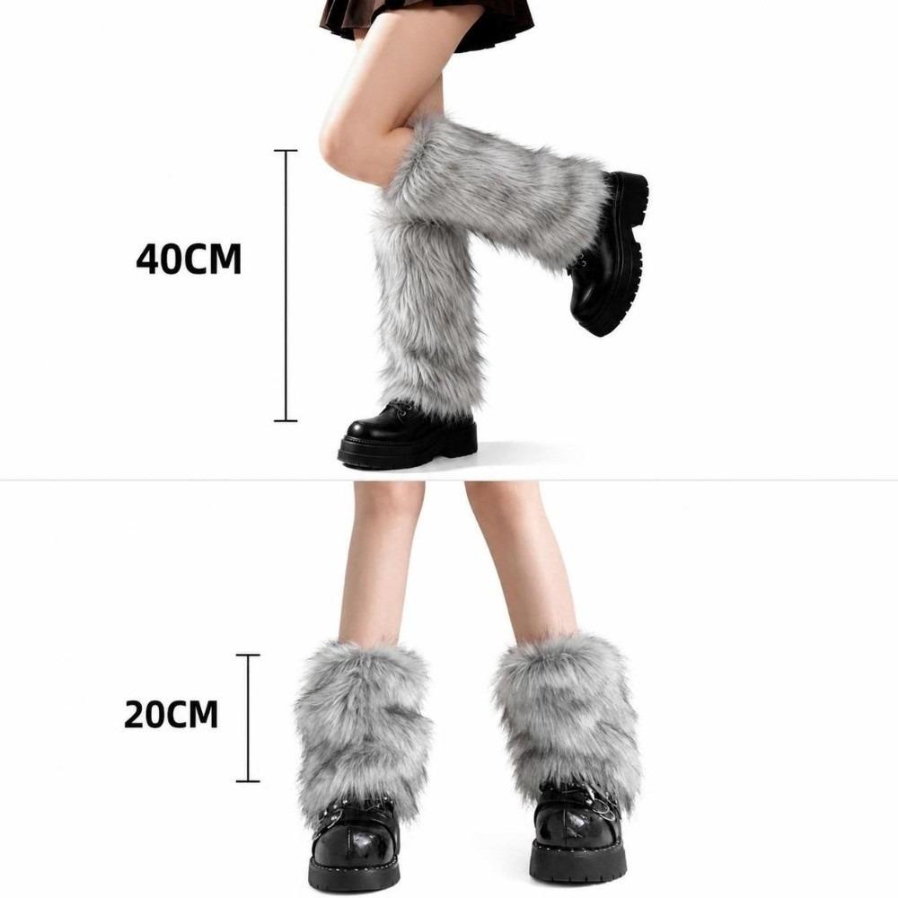 1 pair Stretchy Fit Furry Boots Cover Thickened Leg Warm Socks Vintage Fur Leg Warmer Women Girl