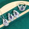 Europe and The United States Hot Purple Zircon Bracelet Necklace Earrings Lady Jewelry Set