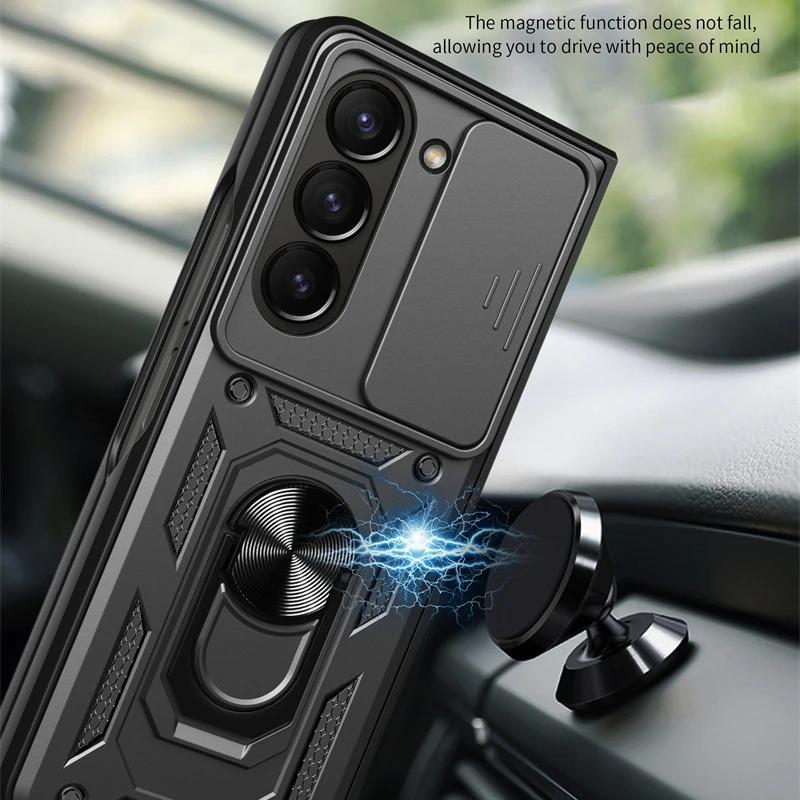 Armor Shockproof Case for Samsung Galaxy Z Fold 6 5 4 3 5G Cover with Ring Magnetic Holder Metal Stand Foldbale