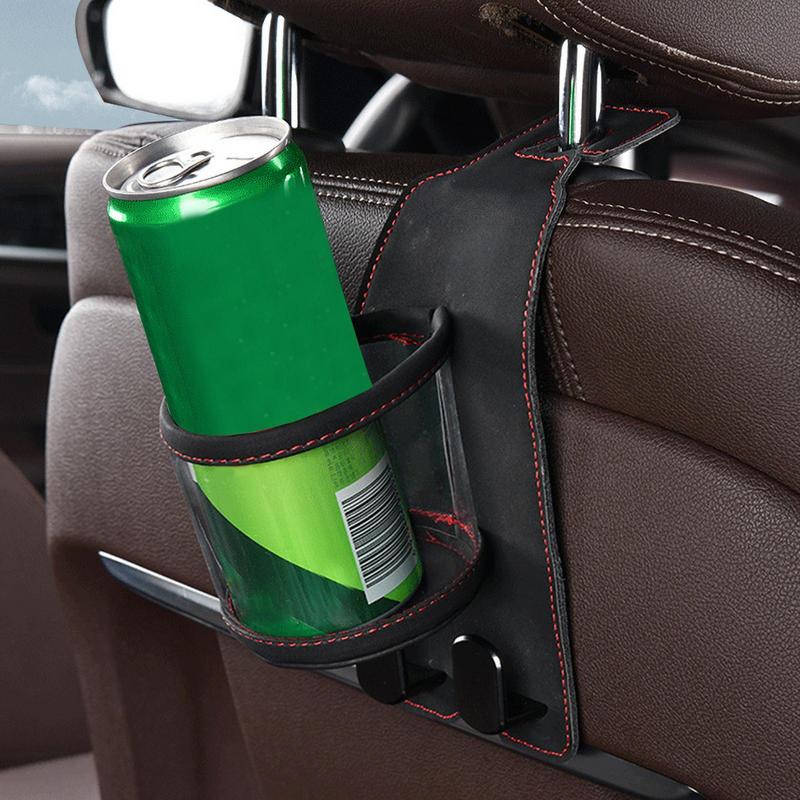 Headrest Cup Holder For Back Seat Black Rear Seat Automotive Storage Box Black Seat Back Organizer With Headrest Hook