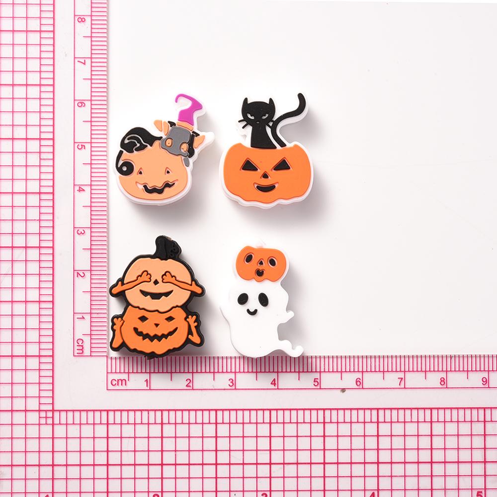 40Pcs Halloween Baby Silicone Beads Round Teether Teething Ball Beads Set Food Grade for Necklace Pacifier Chain Toys Material