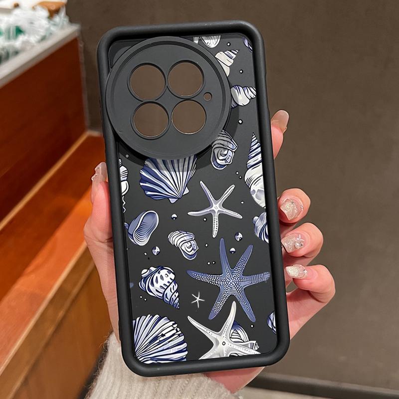 

Противоударный матовый чехол для телефона с узором ракушки для OnePlus 13R 13T 13 12R 11R Ace 5 3 2 Защита объектива Мягкий ТПУ Бампер с защитой от падения OnePlus 13T чёрный
