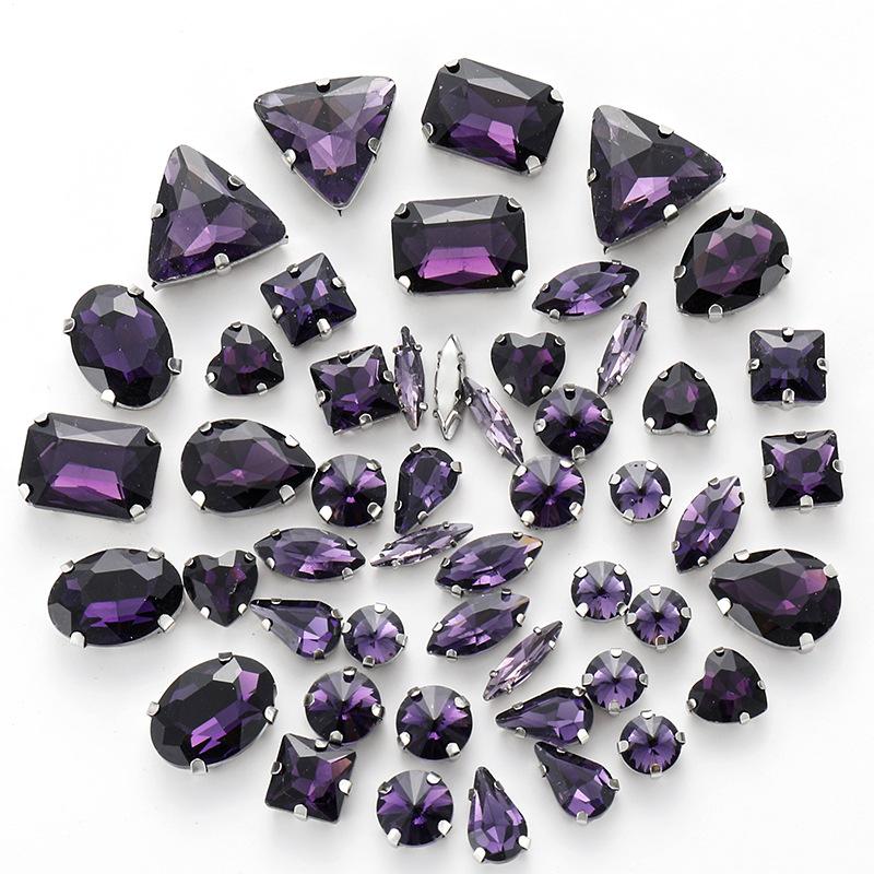 50 Mixed Silver Claw Drill Crystal Sewing Drill with Holes DIY Handmade Wedding Apparel Materials Jewelry Accessories Rhinestone Sew On Beads