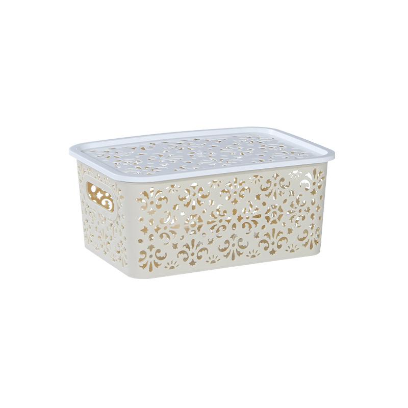 

2/4/6pc Large Lace Plastic Storage Basket Box Organizer with Lid Stackable Basket Bins Container Clothes Organizer Lot in Closet 2pcs