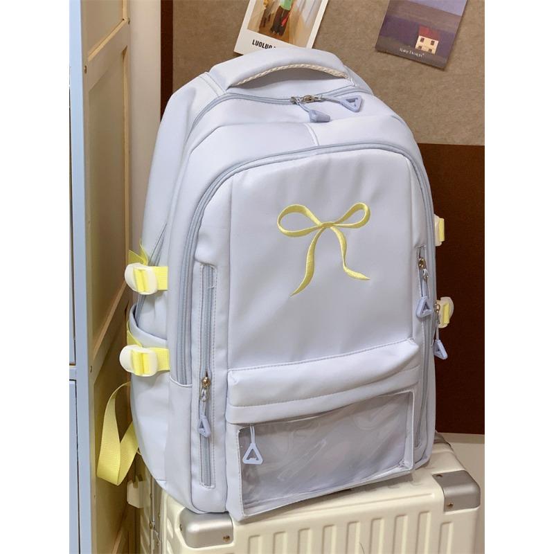 Wind High Value Versatile Girl Small Schoolbag Large Capacity Small Junior High School Student Embroidered Bow Backpack