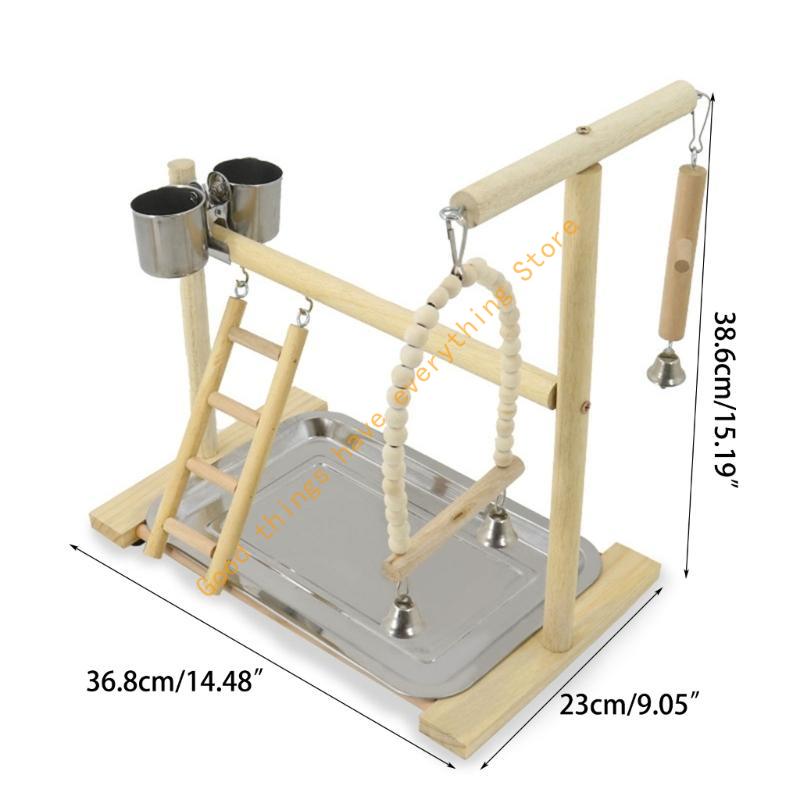 Ptačí bidýlko Stojan pro papoušky Hračka na stojanu pro korely s houpačkou Žebříkem Žvýkací hračka 55KF