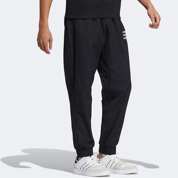 Adidas Neo Logo Print Solid Casual Pants Men Bottoms Black HD4705