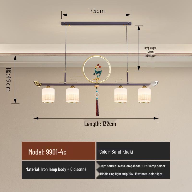 Modern Zen Dining Pendant Light: Pine-Inspired Multi-Head Strip Lamp for Tea Table or Study Desk