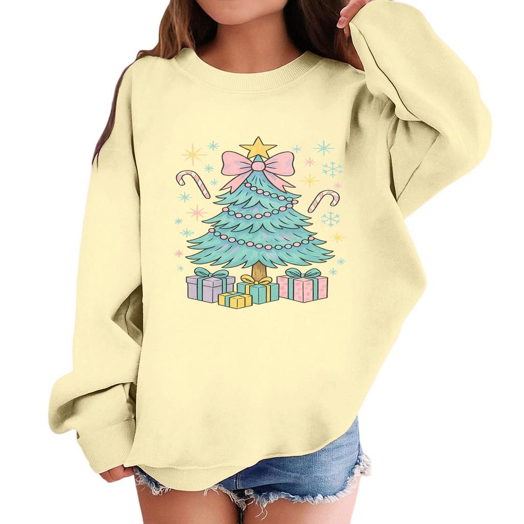 Children's Fashionable Casual Long-sleeved Loose Christmas Print Pullover Sweatshirt