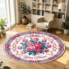 Floral Flowers (1345) Theme Circular Crystal Velvet Carpet Customized Name & Text Round Soft Floor Rug For Living Room Bedroom Decor
