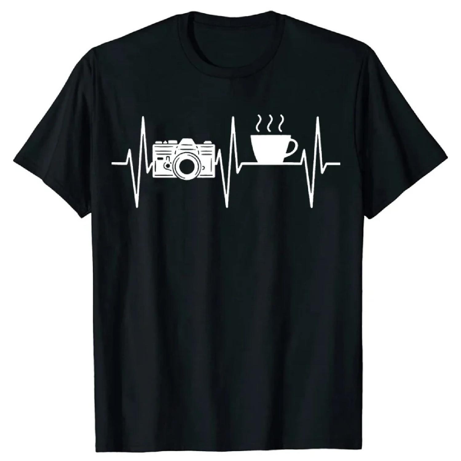 

Photographer Funny Coffee Lover Camera Photography T Shirts Summer Graphic Cotton Streetwear Birthday Gifts T-shirt Men XXXXXL чорний