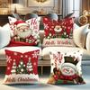 Set of 4  Christmas Pillow  Zipper Cushion Covers Suitable for Xmas Tree Design, 100% Polyester Washable  Covers for Sofa Bed Chair , (No Fillers)
