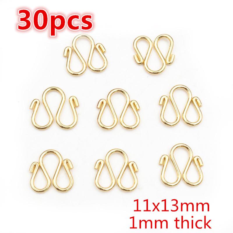 30-50Pcs Stainless Steel Gold Color W/S Shape End Clasps Hooks Chain Connectors For Bracelet Necklace DIY Jewelry Making