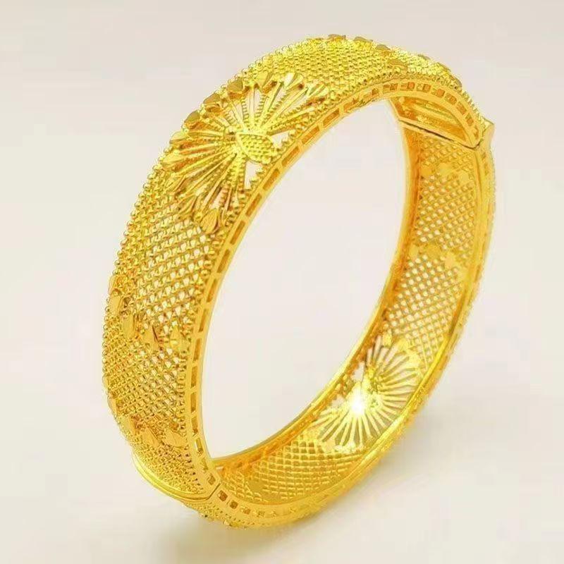 Vietnamese Ethnic Style Gold-Plated Brass Openwork Peacock Bangle