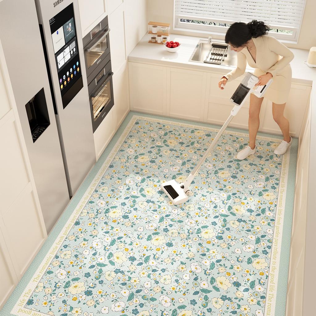 Modern Simple Kitchen Floor Mat PVC Leather Waterproof Oil-proof Carpet Large Floral Anti-fouling Balcony Rugs Tapete De Cozinha