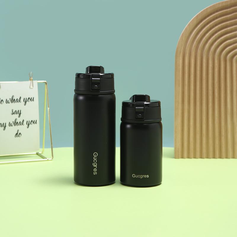 Stainless Steel Non-printing Thermos Cup High Appearance Level Ins Wind Bounce Cup Straight Drink Silicone Handle with Tea Separator Cup