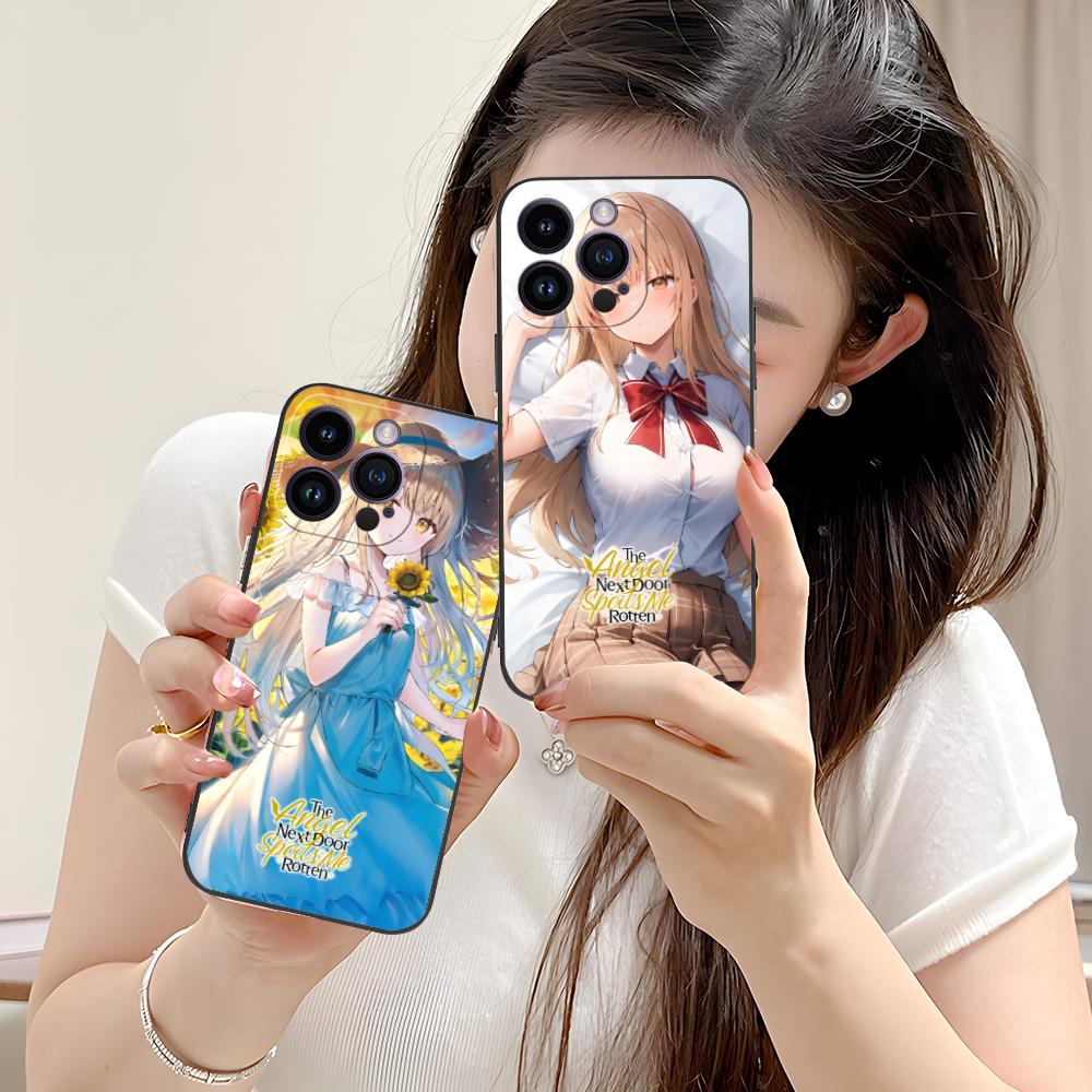 Angel Mahiru Shina Anime Phone Case for iPhone 16 15 14 13 12 11 X XR XS 8 7 Pro Max Plus Mini Colored Luxury Smartphone Pretty