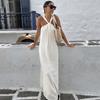 Fashionable Versatile Design Dress: New Simple Sleeveless, Off-shoulder, Slim White Long Dress for Women