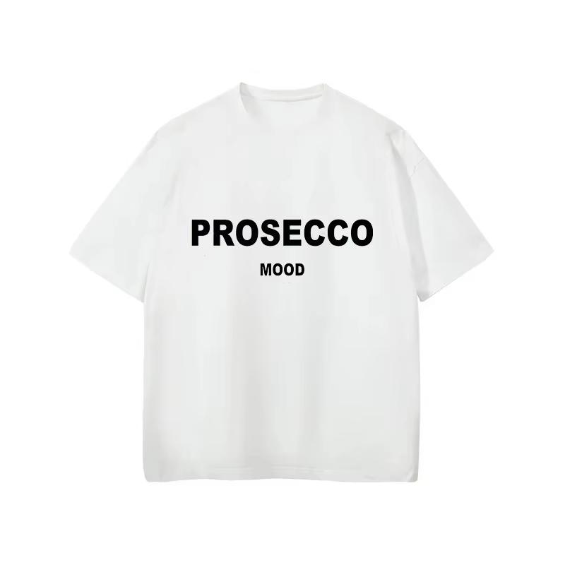 PROSECCO MOOD Letter Graphic Printed Cotton TShirts Women Summer Oversize Female Clothing Soft Round Neck Lady Y2k Tops