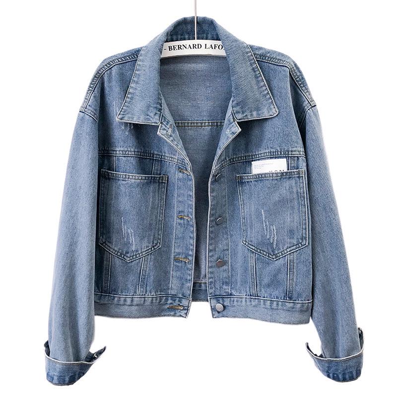 Women's Casual Korean Style Short Denim Jacket - Washed, Slimming, Spring/Autumn 2025