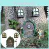 Miniatura Fada 4pcs Porta de Árvore Janela Porta Brilho Gnomo Elfo Casa Escultura Estátuas