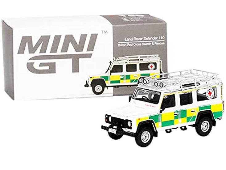 TrueScale Miniatures MINI GT Scale Land Rover Defender 110 British Red Cross Search and Rescue North America Exclusive Finished Model 1/64 (Right-Hand