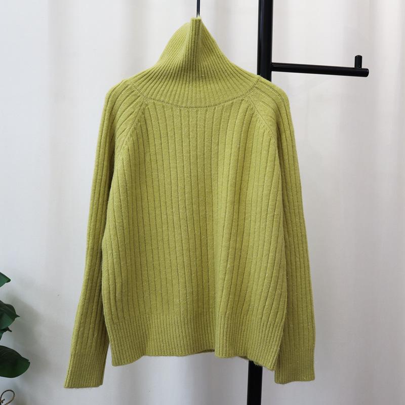 

Осень и зима новый утолщенный блестящий шелковый водолазка вязаный свитер топ свободный мягкий восковой нежный свитер пуловер внутри женщины one size fits all зелёный