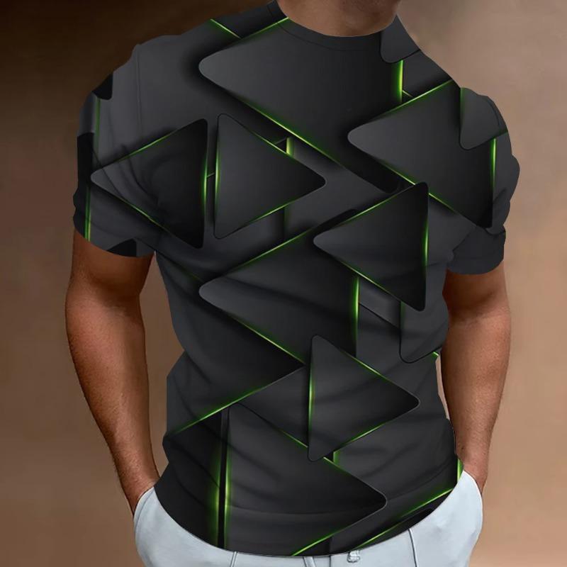 Funny Men's T Shirt Tops 3d Abstract Geometry Print T-Shirt For Men Summer Trend Simple Loose Tee Casual Breathable Man Clothing