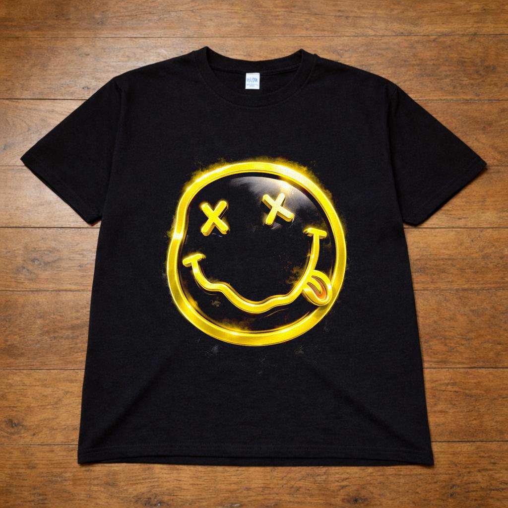 Nirvana T-Shirt Klassisches Smiley-Logo 90er Grunge-T-Shirt Erwachsene Kinder
