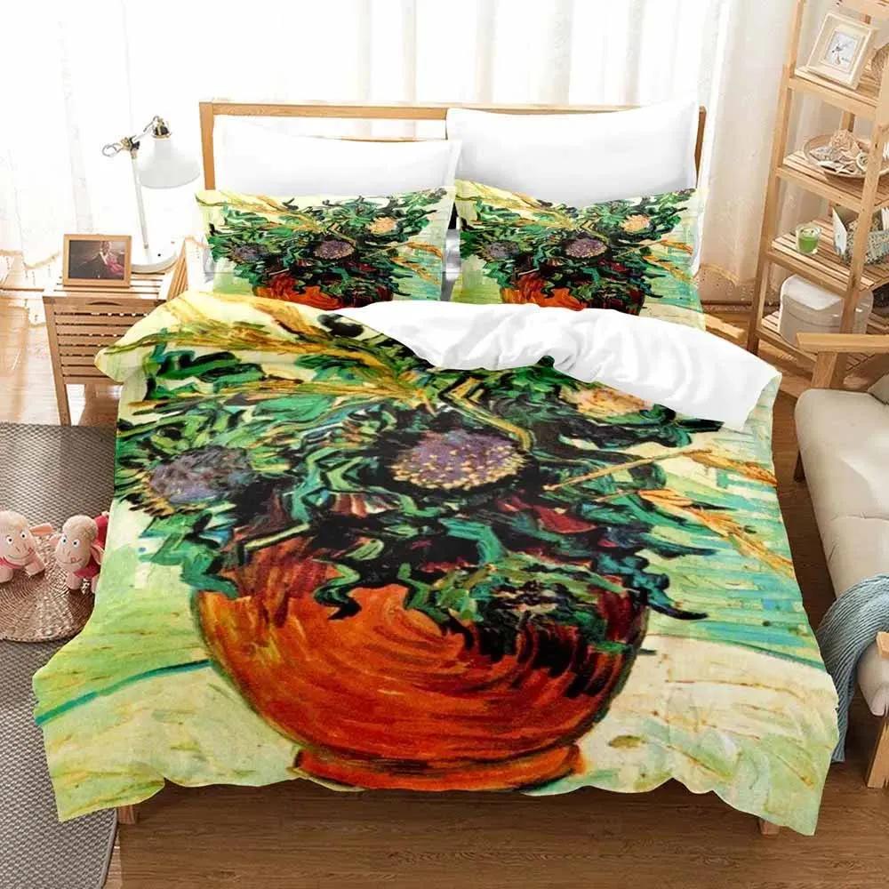 Van Gogh Young Boys Bedrom Soft Duvet Cover Single Double Ful Quen King-Sized Dimensionsd Dimensions Retro Clasic 3D Beding Set Soft Duvet Cover Bed